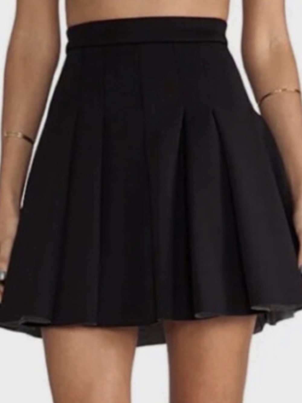 T By ALEXANDER WANG Black Neoprene Box Pleated Mini Skirt Size XS